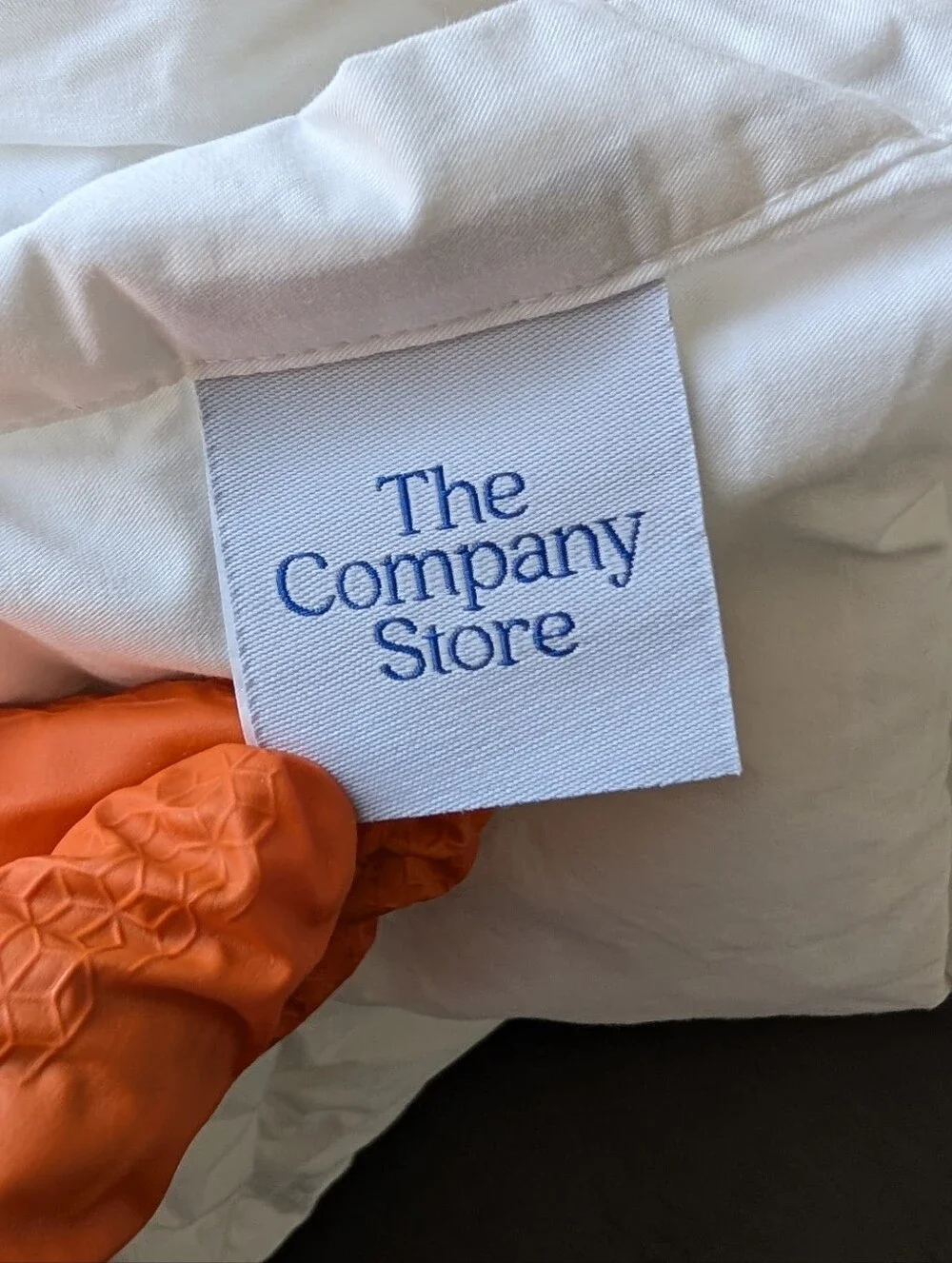 The Company Store Cotton Queen/Full White Quilted Down Puff Blanket Comforter